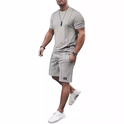 Men's Casual Sportswear Set | Summer Short-Sleeve Round Neck T-Shirt & Shorts in Fashionable Solid Colors Kevin
