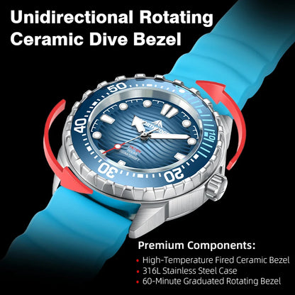 North Edge TRITON Solar-Powered Diving Watch – Men’s Quartz Watch with 316L Stainless Steel Case