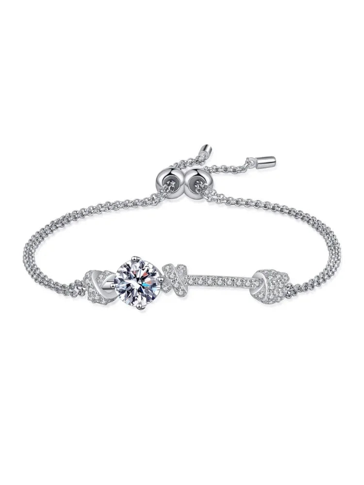 Trendy Double Chain Adjustable Bracelet – 925 Sterling Silver Elegant Moissanite Jewelry Lise