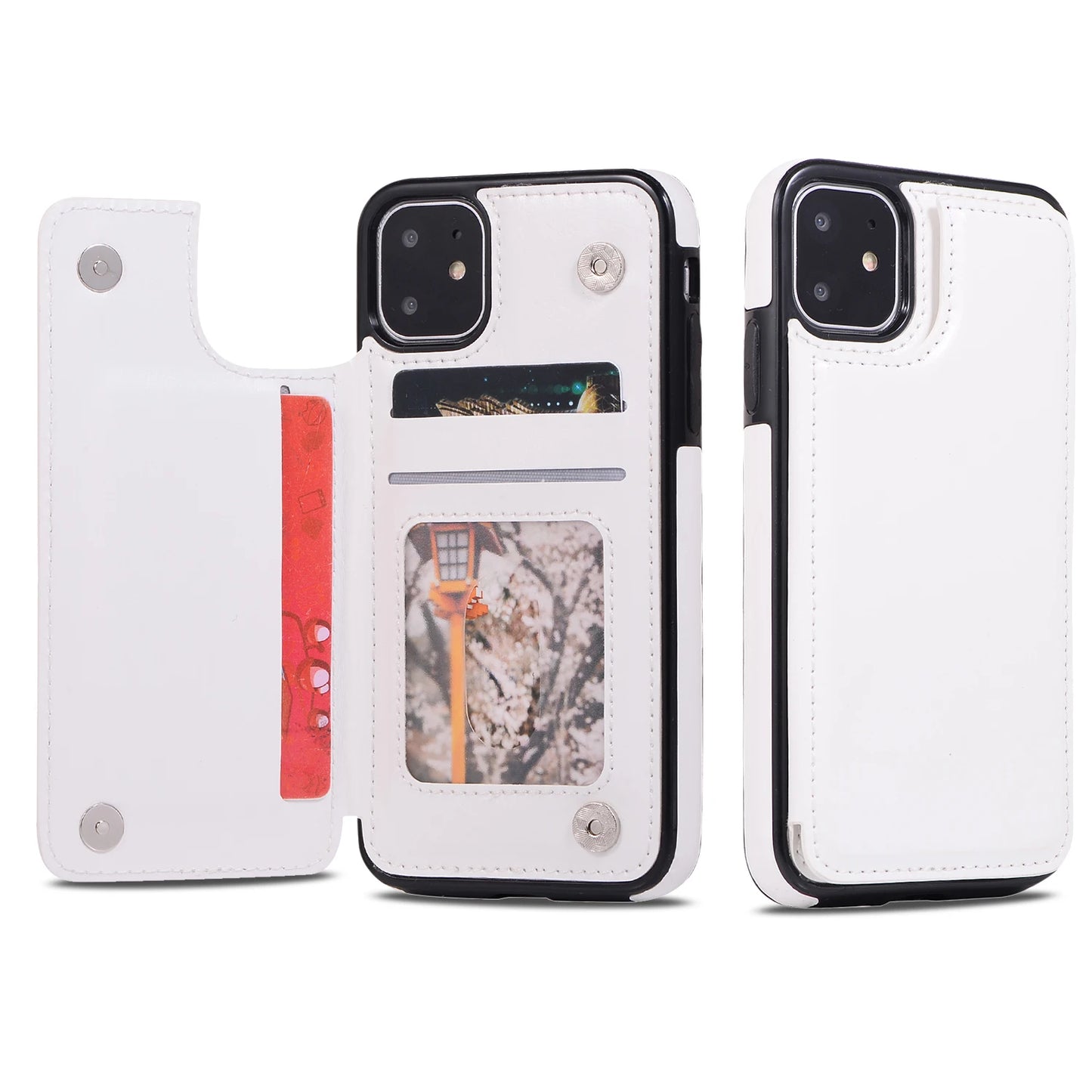 Mobile Phone Case PU Leather Card Holder Wallet for iPhone Multifunctional Flip with Stand Cell Phone Case