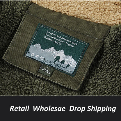 Men's Vintage Cotton Bomber Jacket – Winter Fleece Coat with Turndown Collar Gandalf