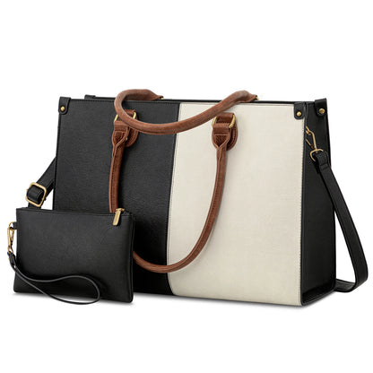 Vintage Leather Laptop Tote Bag – Large Capacity Business Handbag for Women, Stylish Work Bag & Computer Bag