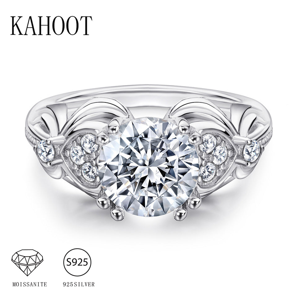 2 Carat Moissanite Retro Ring in 925 Sterling Silver – Classic Luxury Fashion Jewelry Gift for Women Hyacinth