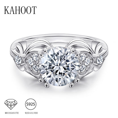 2 Carat Moissanite Retro Ring in 925 Sterling Silver – Classic Luxury Fashion Jewelry Gift for Women Hyacinth