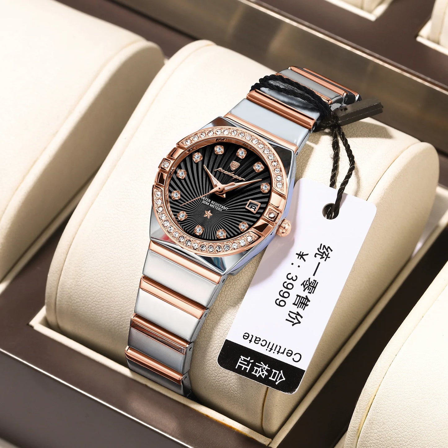 POEDAGAR 302 Women's Watch – Fashion Elegant Diamond Bracelet Quartz Wristwatch, Stylish Ladies Watch
