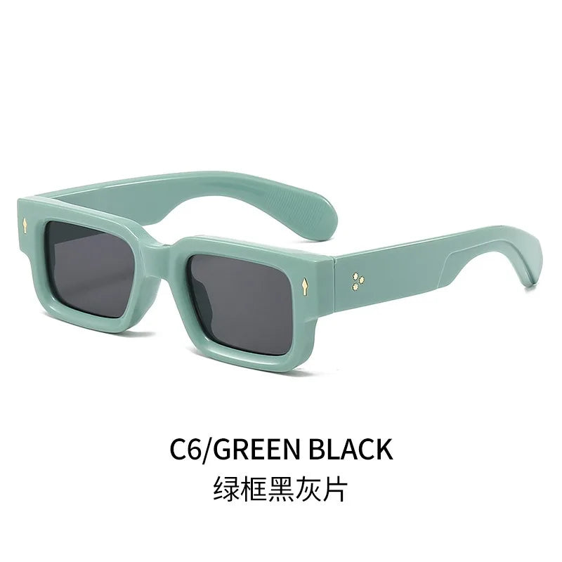 Rectangle Rivet Non Prescription Chunky Rectangle Blue Light Glasses Black Square Thick Frame Rectangle Women Men