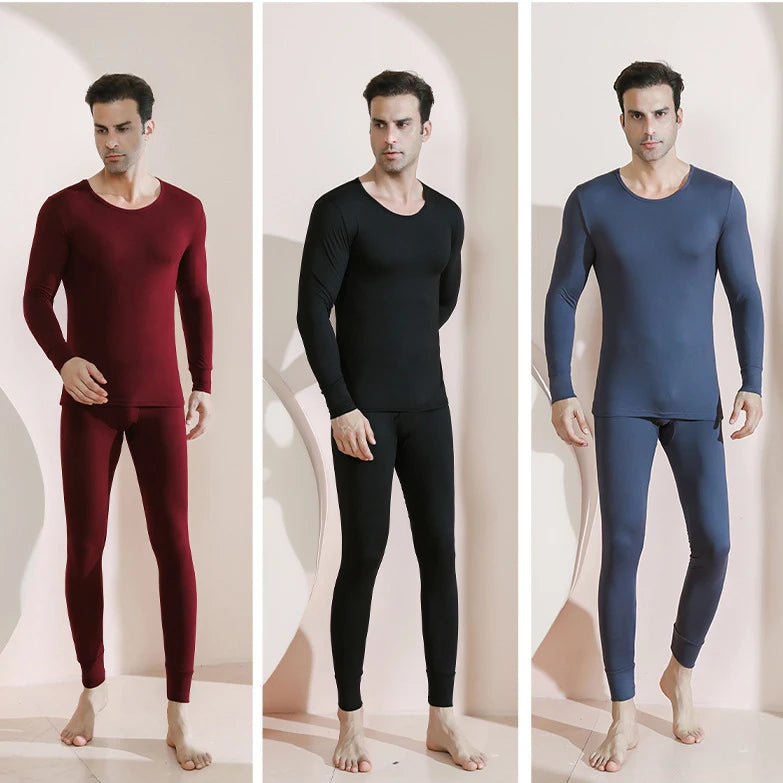 Men's Winter Thermal Underwear Set – Soft, High-Stretch, Thick, Warm O-Neck Tights for Maximum Comfort