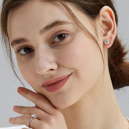 Sparkly Moissanite Stud Earrings - 925 Sterling Silver & 14K White Gold Jewelry for Men and Women