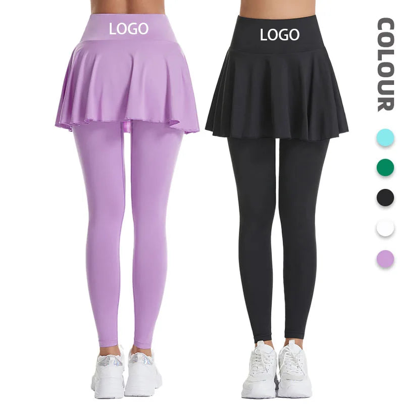 Women’s Double‑Layer Running Skirt Leggings – Elastic Waist Tennis Skirt with Built‑In Shorts for Gym & Sports