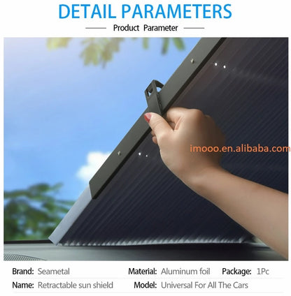 80x200cm Retractable SUV Windshield Sun Shade | Anti-UV Reflective Folding Cover