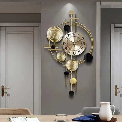 Modern Luxury Metal Wall Clock – Silent Quartz Hanging Clock for Living Room and Home Decor