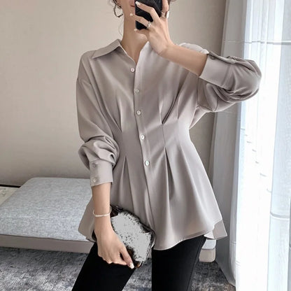 Spring/Summer New Women's Loose-Fit Chiffon Long-Sleeve Shirt – Lightweight, Stylish Vivian