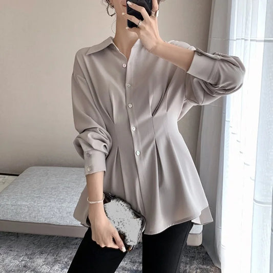 Spring/Summer New Women's Loose-Fit Chiffon Long-Sleeve Shirt – Lightweight, Stylish Vivian