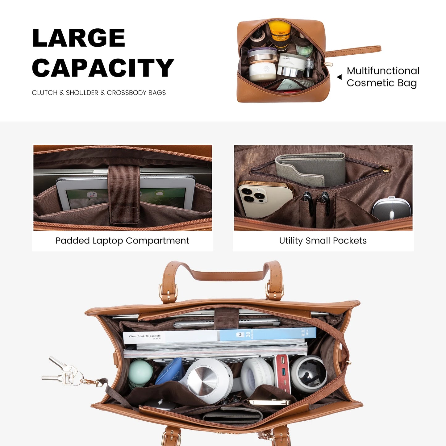 LOVEVOOK Laptop Tote Bag Set | 15.6/17 inch Briefcase for Women, Work & Travel Shaira