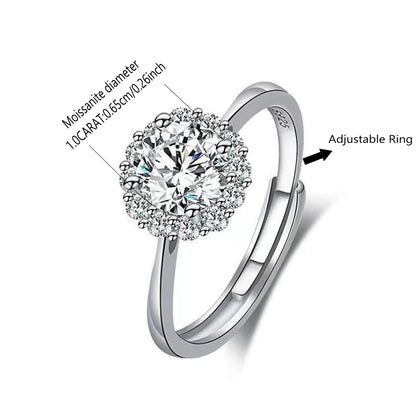 1 Carat Moissanite Stars and Moon Ring – 925 Sterling Silver, Elegant Light Luxury Design for Women Edith