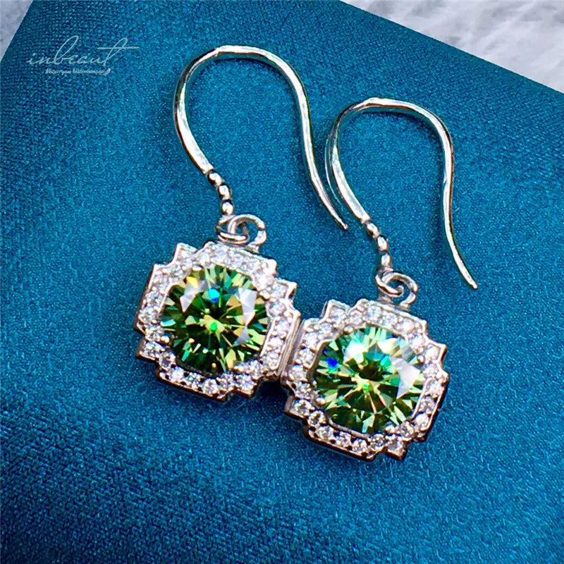 925 Silver Green Moissanite Drop Earrings | 2-Carat VVS1 Certified Jewelry Talia
