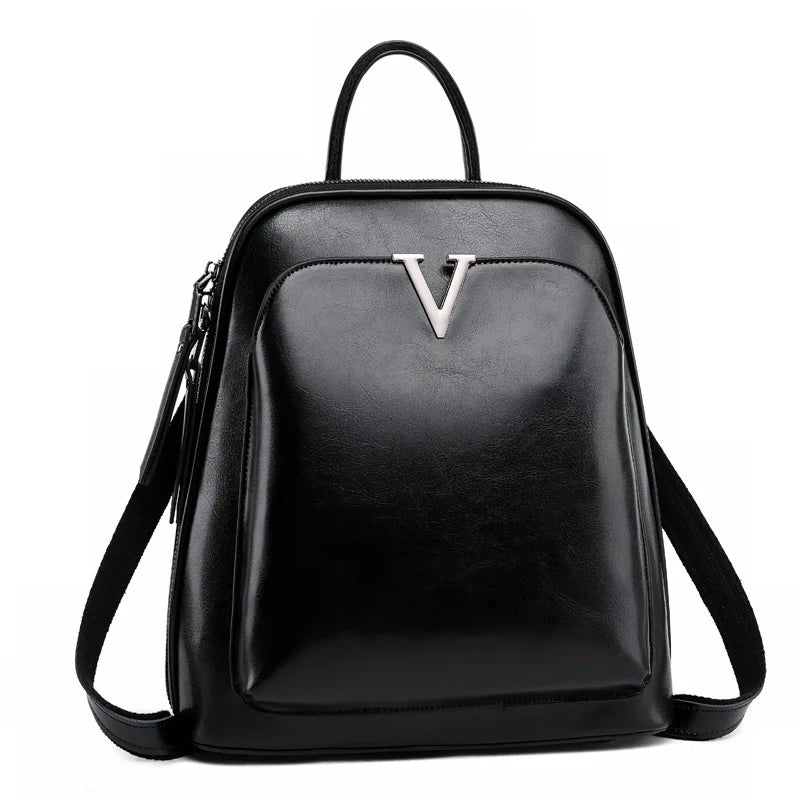 Vintage Waxy Cow Leather Backpack for Women - Stylish Ladies' School and Everyday Bag Cassy