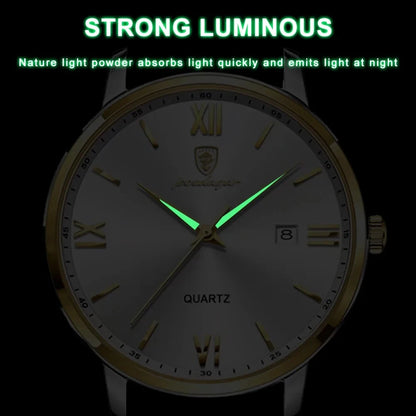POEDAGAR 826 Leather Quartz Watch – Luxury Waterproof Sports Watch for Men, Business Wristwatch with Date Display Samuel