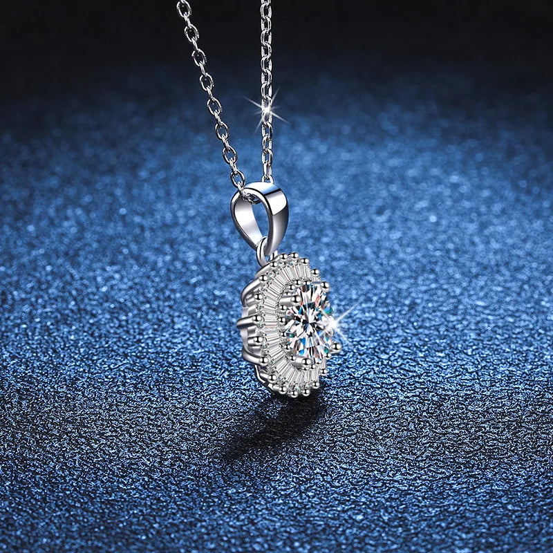 Classic Moissanite Pendant Necklace | Sterling Silver Anniversary & Engagement Gift Una