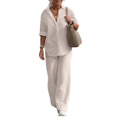 Women Casual Solid Color Pants Wide Leg Set