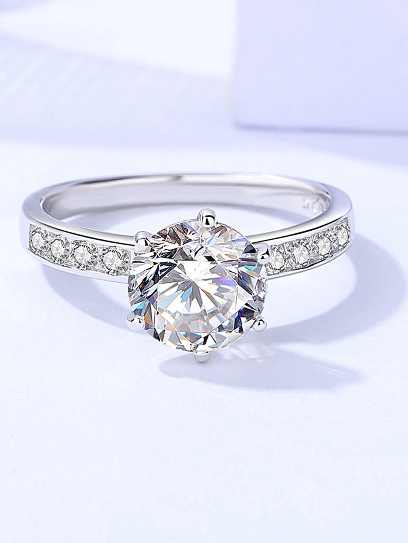 Elegant S925 Sterling Silver Moissanite Wedding Ring | 2CT Colored Gemstone | Durable Jewelry for Lasting Love