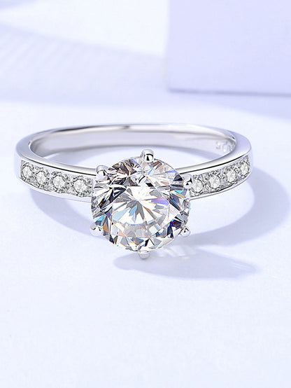 Elegant S925 Sterling Silver Moissanite Wedding Ring | 2CT Colored Gemstone | Durable Jewelry for Lasting Love