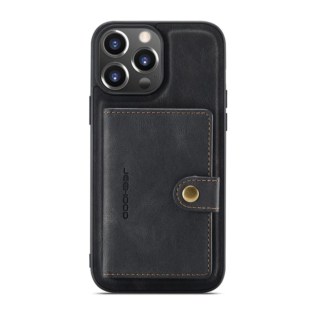 2-in-1 Detachable Magnetic Wallet Case | Retro PU Leather Phone Cover for iPhone 15, 14, 13, 12