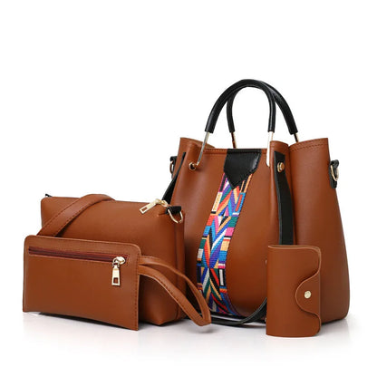 Leather Handbag Set for Women – 4-Piece Fashion Bag Set with Shoulder & Crossbody Bags, Large Capacity
