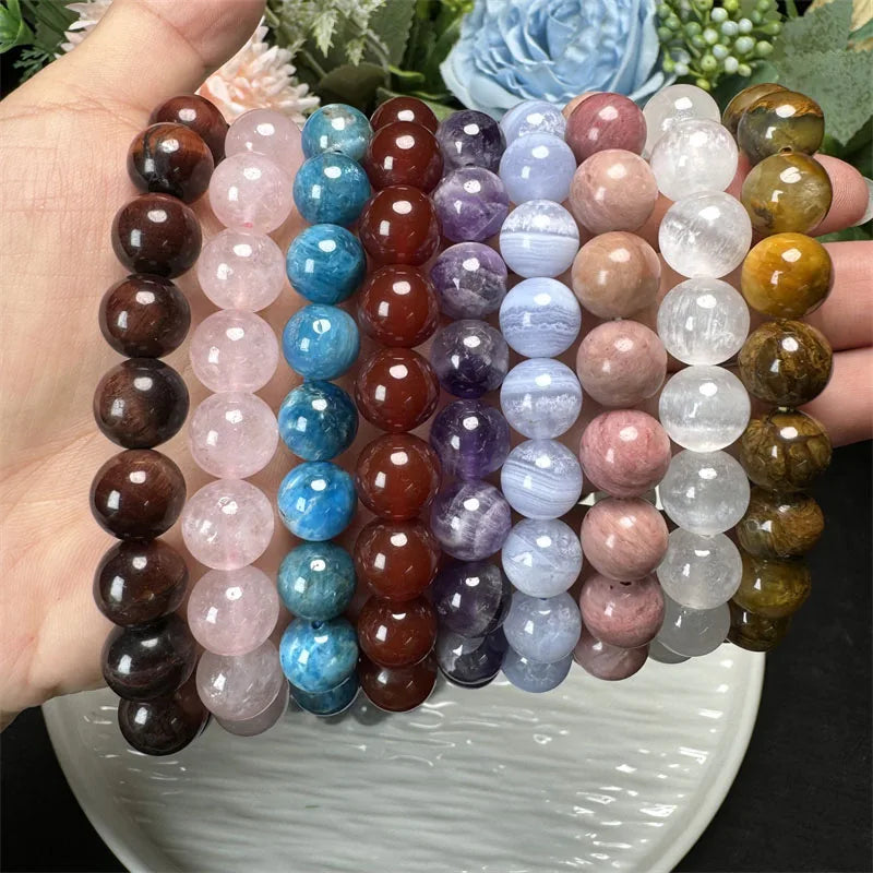 10MM Rose Quartz Healing Crystal Gemstone Beaded Stretch Bracelet – Energy, Love & Perfect Gift