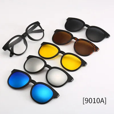 5-in-1 Polarized Magnetic Clip-On Sunglasses for Men & Women – Optical Frame with Magnet Clip-On Sun Glasses Robb