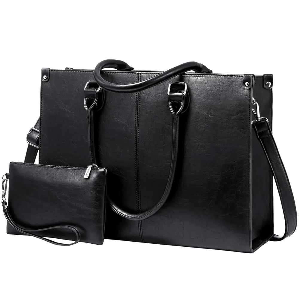 LOVEVOOK Women's PU Leather Tote - High-Quality 15.6-Inch Laptop Bag, Large Capacity Handbag Juliette