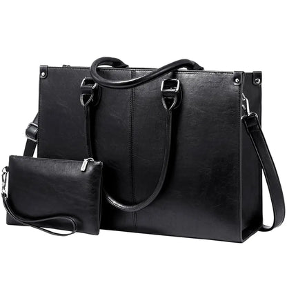 LOVEVOOK Women's PU Leather Tote - High-Quality 15.6-Inch Laptop Bag, Large Capacity Handbag Juliette
