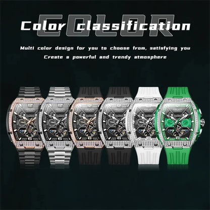 Gelatu 6016 Men's Fashion Automatic Mechanical Watch with Stainless Steel Strap – Waterproof Branded Wristwatch