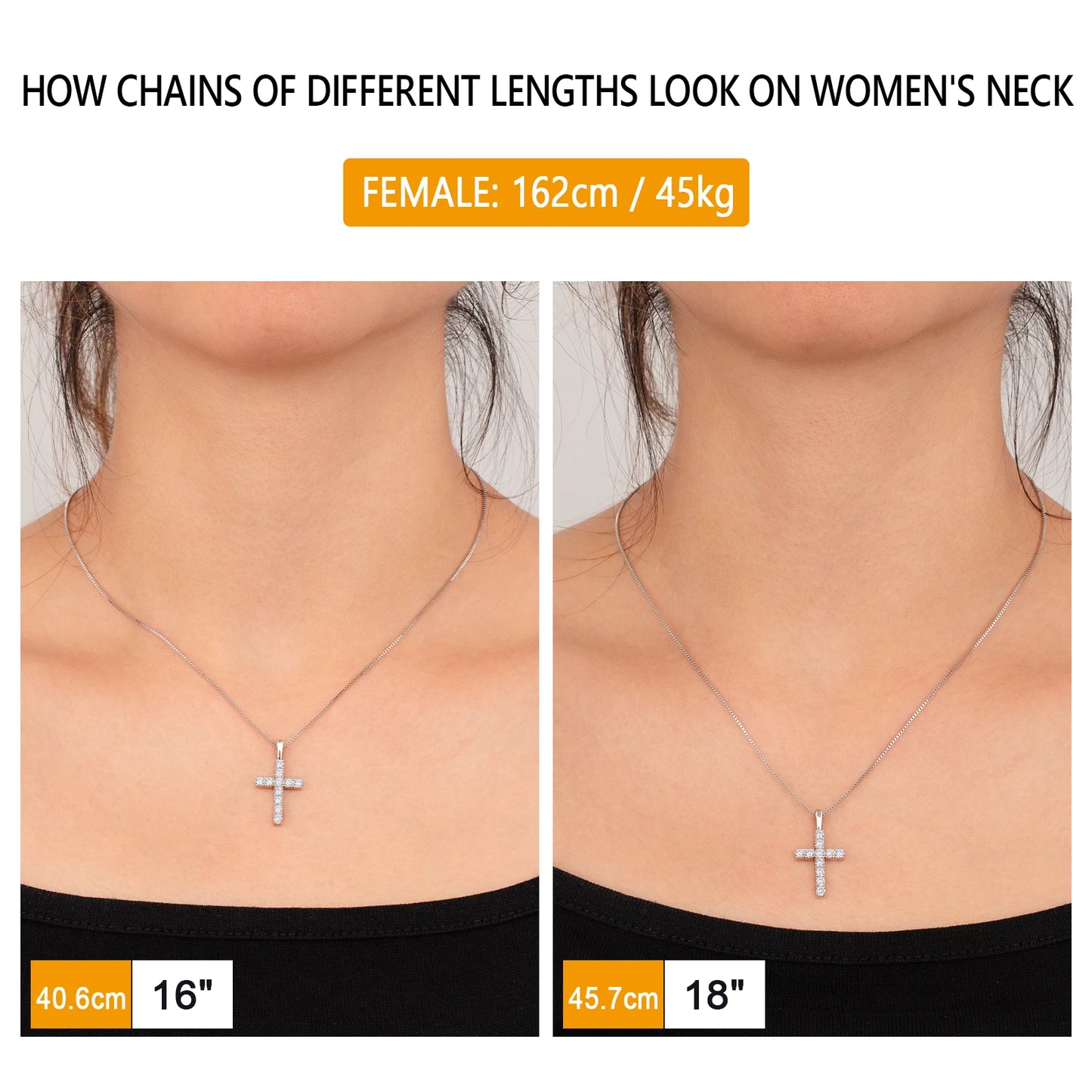Moissanite Cross Pendant Necklace - 925 Sterling Silver Christian Jewelry for Women & Men