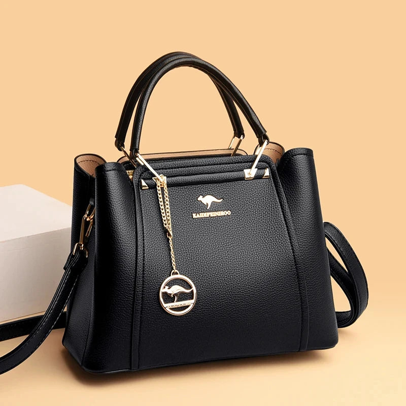 Luxury Leather Handbags for Women - Designer 3-Layer Shoulder & Crossbody Bags, Large Capacity Customized Tote