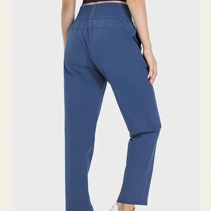 Women Quick-Dry Gym Jogger Pants With Pocket Fitness Running Wear Breathable Solid Pattern Adult Size