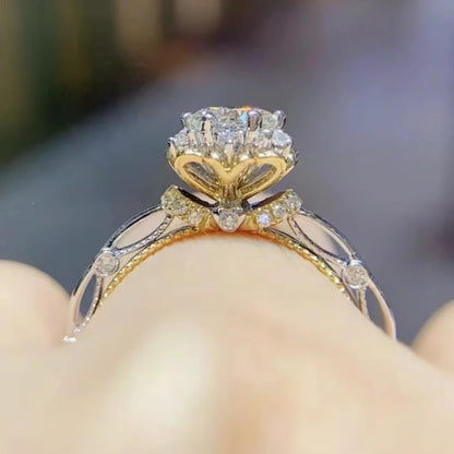 925 Sterling Silver 1-Carat Moissanite Ring – Two-Tone Rose Gold Design Rania