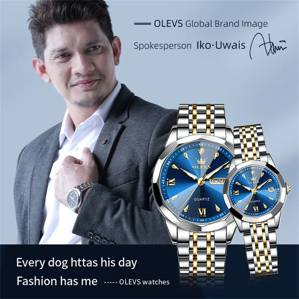 OLEVS 9998 Quartz Watch For Men & Women – Original Stainless Steel Band, Waterproof, with Calendar