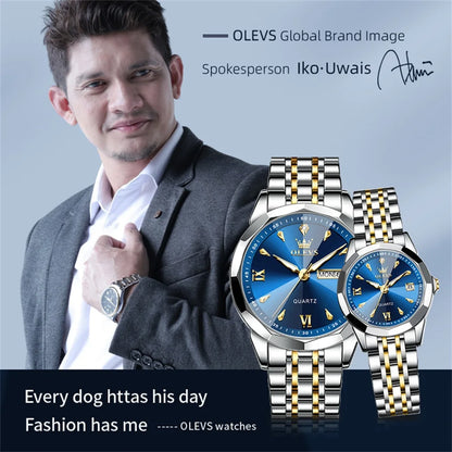 OLEVS 9998 Quartz Watch For Men & Women – Original Stainless Steel Band, Waterproof, with Calendar