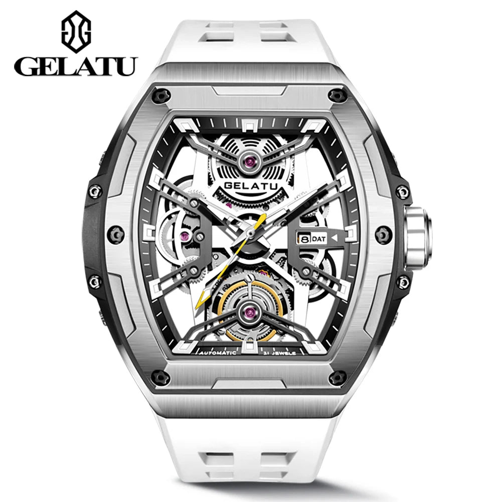 GELATU 6012 Luxury Men's Skeleton Watch – Multifunctional, Waterproof Automatic Wristwatch