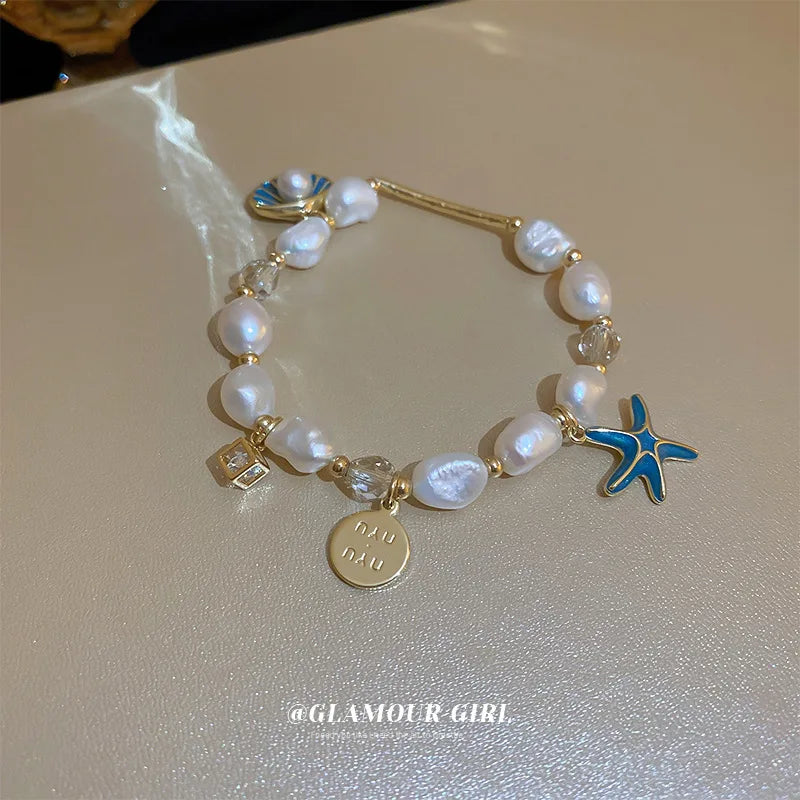 Square Plate Flower Artificial Crystal Bracelet – Vintage Baroque Freshwater Pearl Bracelet