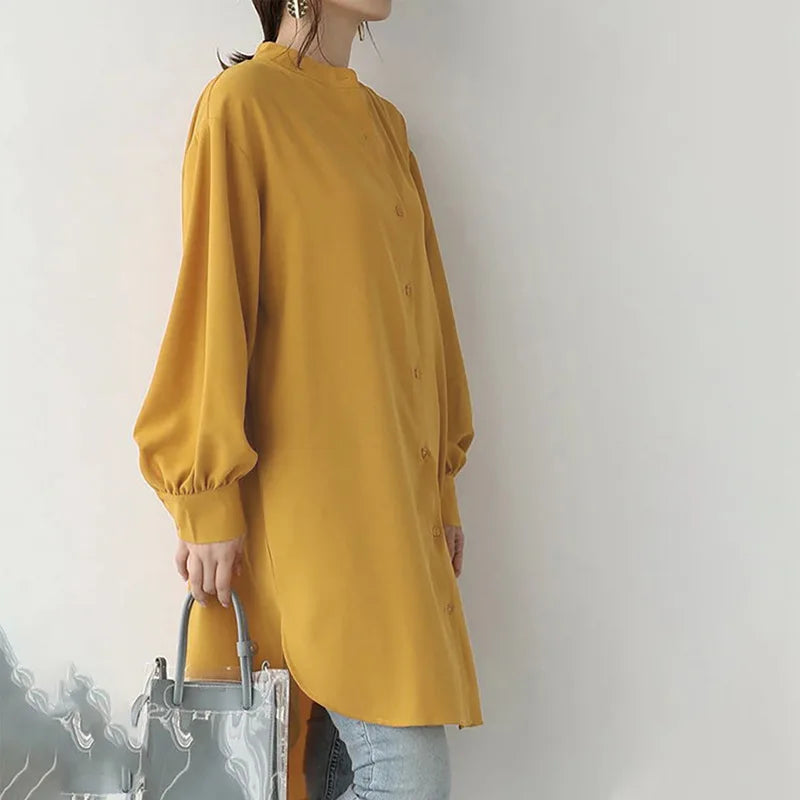 Women's Long Sleeve Blouse Loose Mid-Length Casual Office Top