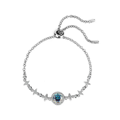 Fine Jewelry: 925 Sterling Silver Moissanite Bracelet with Bowknot Design Althea