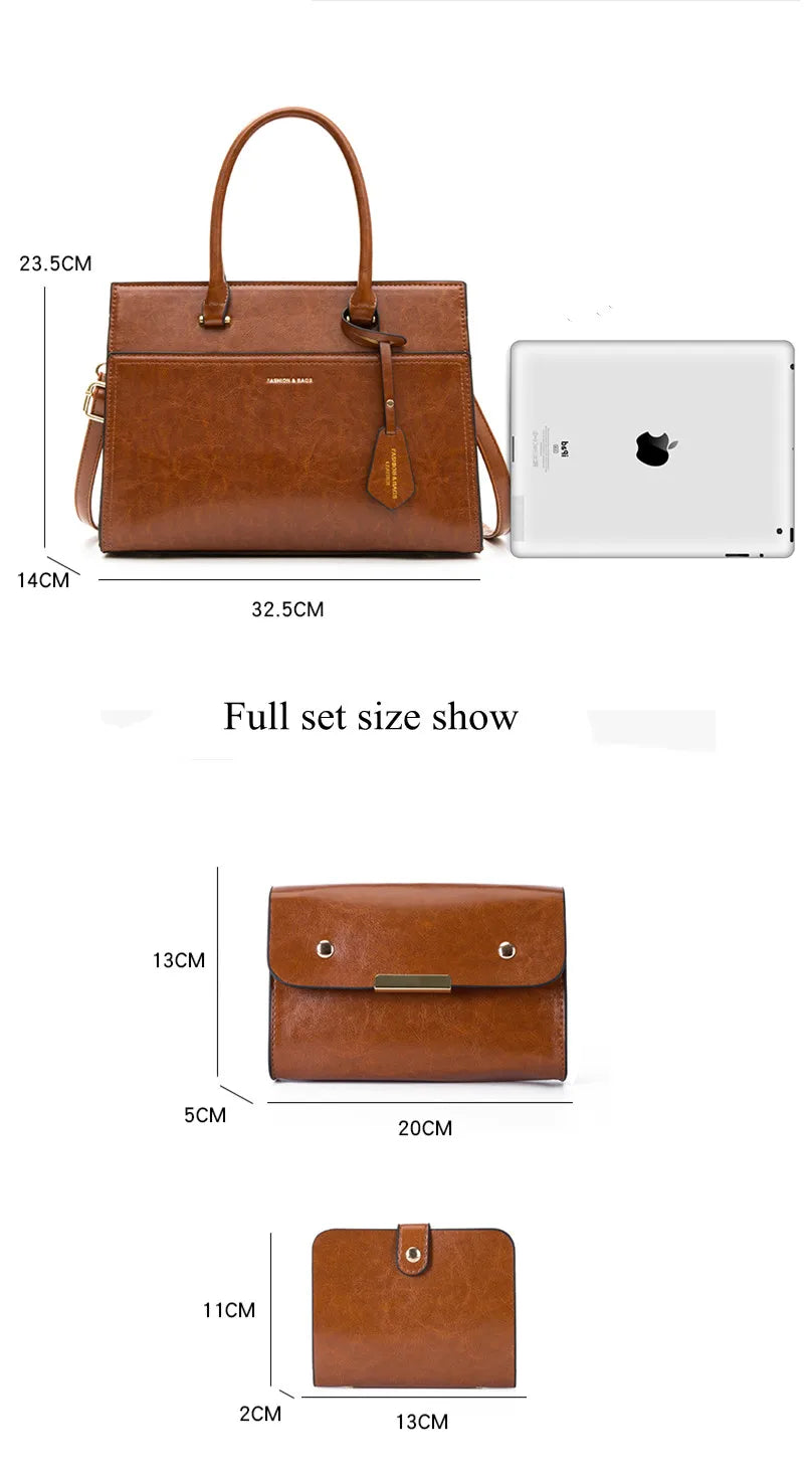 Trendy Women’s Handbag Sets – Fashionable High-Capacity Bags with Unique Cover and Clutch Cheska