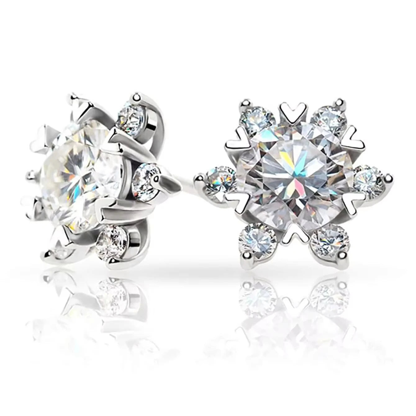 High-Grade Snowflake Moissanite Ear Studs – Women's Fashion 925 Sterling Silver Earrings Ida