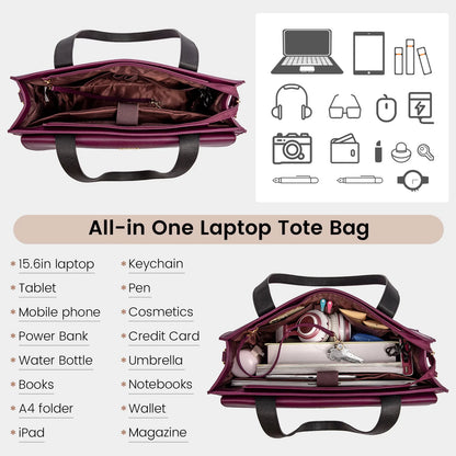 LOVEVOOK 2-Piece Laptop Tote & Shoulder Bag Set | 15.6-inch Women’s Briefcase