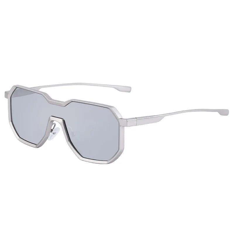 Steampunk Metal Frame Sunglasses for Men | Irregular One-Piece UV400 Designer Shades Logan