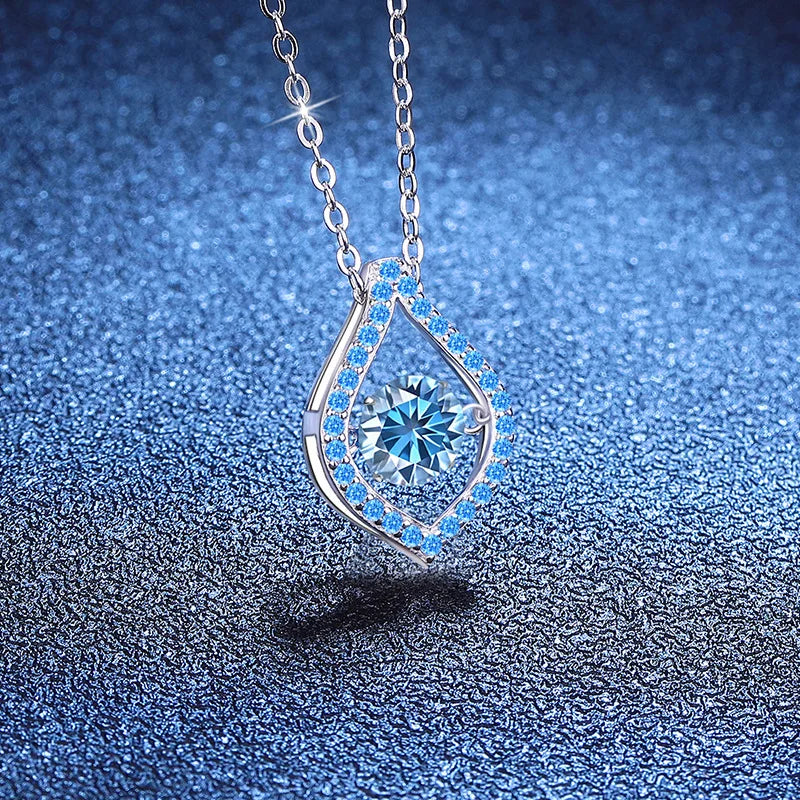 D-Color 1 Karat Moissanite Pendant Necklace – Elegant S925 Sterling Silver Jewelry
