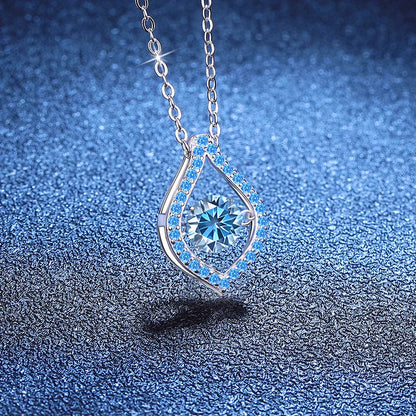 D-Color 1 Karat Moissanite Pendant Necklace – Elegant S925 Sterling Silver Jewelry