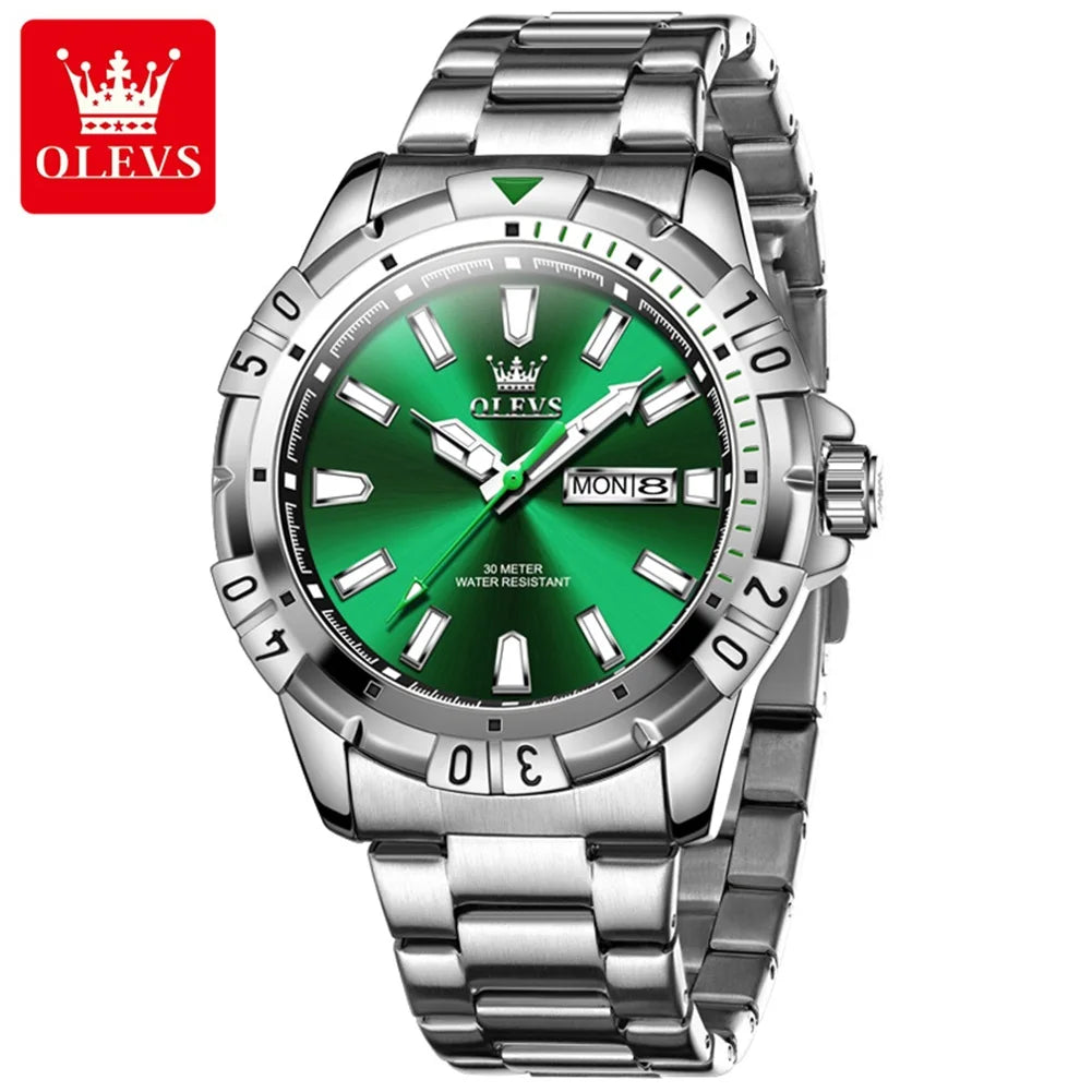 OLEVS 5560 Men's Quartz Watch - Stainless Steel, Waterproof, Luminous, Calendar